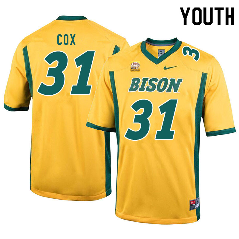 Youth #31 Jasir Cox North Dakota State Bison College Football Jerseys Sale-Yellow - Click Image to Close
